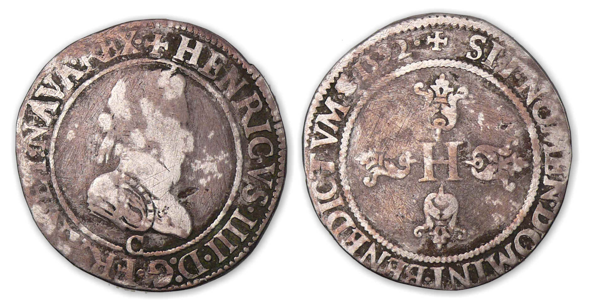 Henri IV - Demi-franc 1er type 1692 C (Saint-Lô). Henri IV - Demi-franc 1er type 1692 C (Saint-Lô).