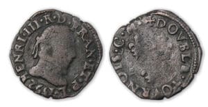 Henri III - Double tournois 1592 M (Toulouse) frappe médaille.