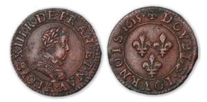 Louis XIII - Double tournois enfantin 1615 A (Paris).