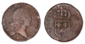 Louis XV - Sol au buste enfantin 1734 Q (Perpignan).