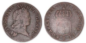 Louis XV - Sol au buste enfantin 1719 B (Rouen).