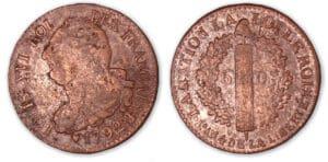 6 deniers type FRANCAIS 1792 BB (Strasbourg).