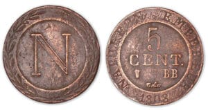 5 centimes Napoléon I  1808 BB (Strasbourg).
