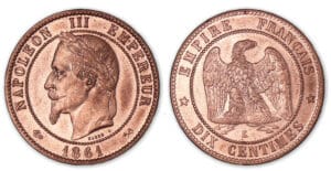 10 centimes Napoléon III tête laurée 1861 K (Bordeaux).