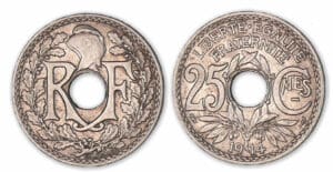 25 centimes Lindauer ctmes souligné 1914 Frappe médaille.