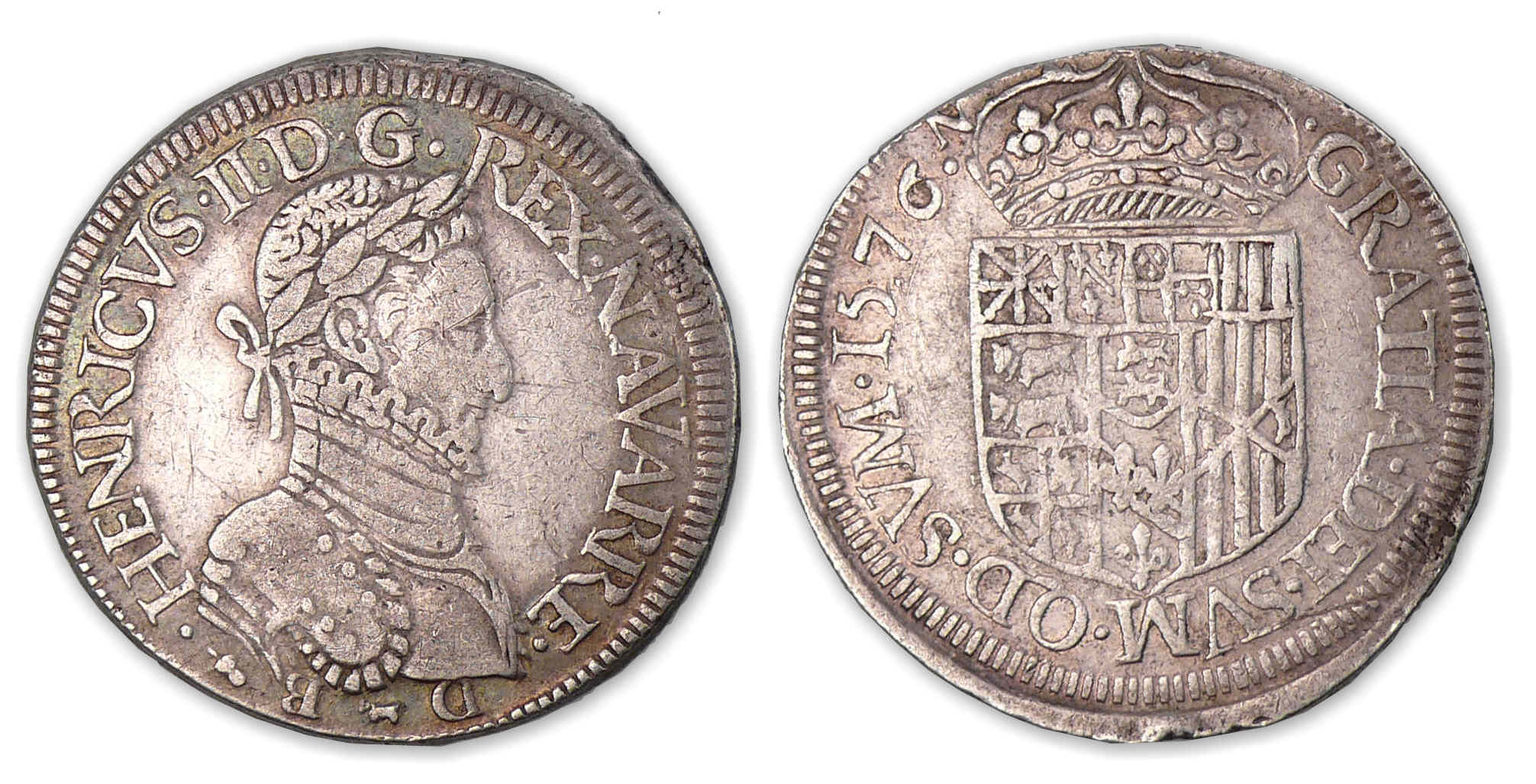 Navarre - Henri III de Navarre, II de Béarn Teston 1576 (Pau). Navarre - Henri III de Navarre, II de Béarn Teston 1576 (Pau).