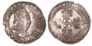 Henri III - Demi-franc au col plat 1588 Q (Narbonne).