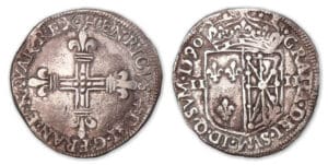 Henri IV - Quart d'écu de Navarre 1590 (Saint-Palais ).