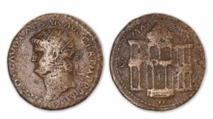 Néron - Dupondius (64, Rome) Temple.