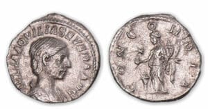 Aquilia Sévéra - Denier (220, Rome) La Concorde.