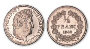 1/2 franc Louis-Philippe I  1842 BB (Strasbourg).