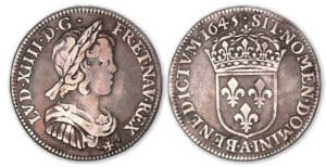 Louis XIV - Quart d'écu à la mèche courte 1645 A (Paris).
