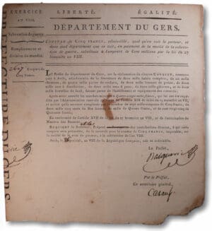 Mandat de paiement - Département du Gers - 27 brumaire an VIII