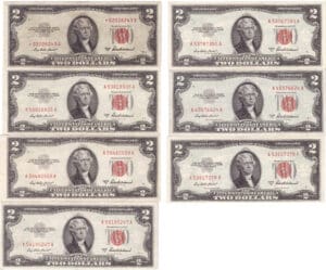Etats-Unis - Bank Note - United States Notes - 2 dollars serie 1953 A (lot de 7 billets)