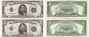 Etats-Unis - Bank Note - Silver Certificates - 5 dollars serie 1934 D (lot de 2 billets)