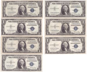 Etats-Unis - Bank Note - Silver Certificates - 1 dollar serie 1935 E (lot de 7 billets)