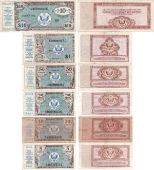 Etats-Unis - Bank Note - Military payment certificates - 5 cents, 10 cents, 25 cents, 50 cents, 1 dollar, 10 dollars serie 472 (lot de 6 billets)