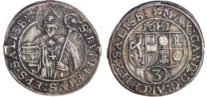Autriche - Salzburg - Max Gandolph von Kuenburg (1668-1687) - 3 kreuzer 1681