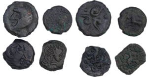 lot de 4 monnaies gauloises - 1 potin et 4 bronzes