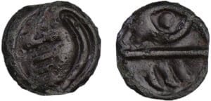 Bellovaques - Potin aux chevrons et au demi-cercle (50-20 av. J.-C.)