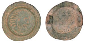 Mérovingien - Fibule monnétiforme sur le type du potin des Suessions