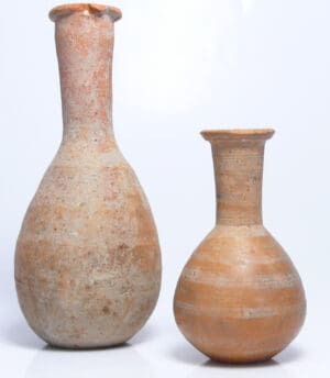 Romain - Lot de 2 fioles en terre cuite - 3ème-5ème siècle