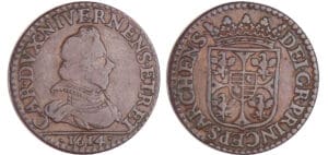 Champagne - Comté de Rethel - Charles de Gonzague - Double liard 1614