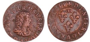 Dombes - Gaston d'Orléans - Denier tournois 1649 (Trevoux)