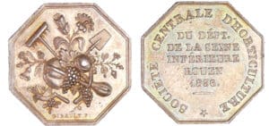 Jeton en argent - Société centrale d'horticulture Rouen 1836 (1845-1860)