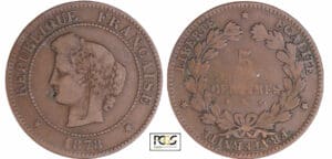 Troisième République (1871-1940) - 5 centimes Cérès 1878 K (Bordeaux)