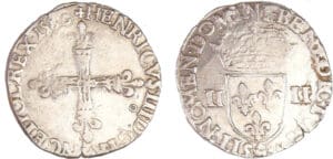 Henri III (1574-1589) - Quart d'écu - 1580 9 (Rennes)