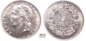 Troisième République (1871-1940) - 5 francs Lavrillier nickel 1933