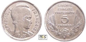 Troisième République (1871-1940) - 5 francs Bazor 1933 essai