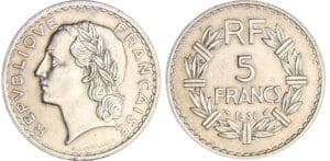 Troisième République (1871-1940) - 5 francs Lavrillier nickel 1936
