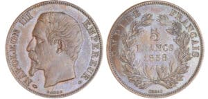 Napoléon III (1852-1870) - 5 francs 1858 bronze flan large
