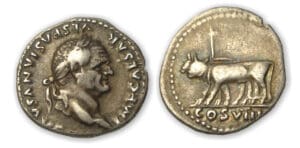 Vespasien - Denier (77/78, Rome) Attelage de bœufs