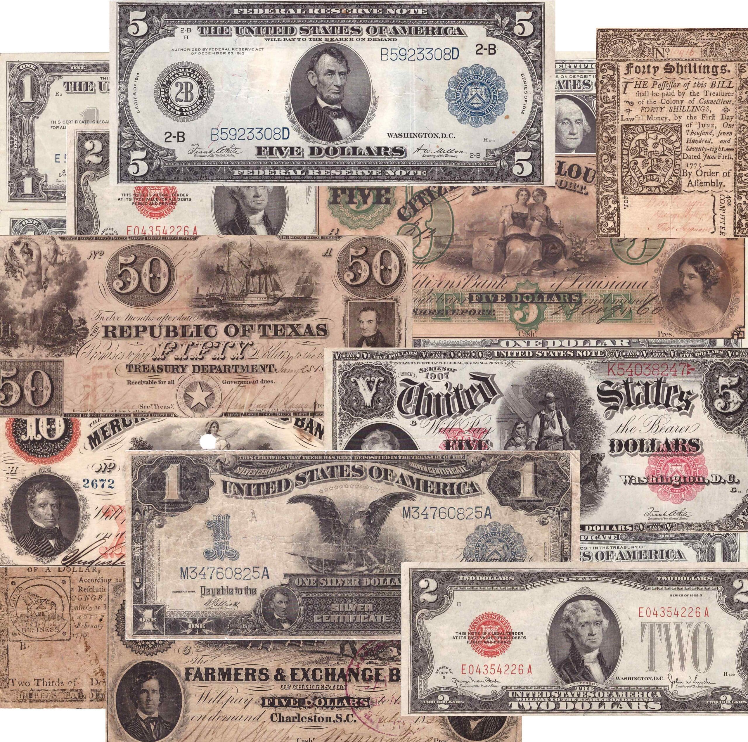 Lot de 59 lot de billets des Etats-Unis décrits du lot 1642 à 1702 Lot de 59 lot de billets des Etats-Unis décrits du lot 1642 à 1702