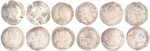 Henri II à Henri III - Lot de 6 monnaies en argent