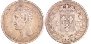 Charles X (1824-1830) - 5 francs 1er type 1825 A (Paris)