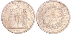 Commune de Paris (1871) - 5 francs Hercule Camélinat - 1871 A (Paris)