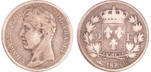 Charles X (1824-1830) - 2 francs 1825 BB (Strasbourg)