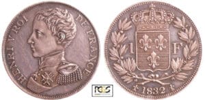Henri V Comte de Chambord - 1 franc 1832 piéfort