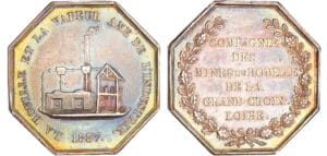 Jeton en argent - Compagnie des mines de houille de la grand -croix Loire 1857