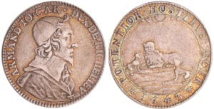 Jeton en argent - Poitou - Mort d'A.-J. du Plessis, cardinal et duc de Richelieu, 1643 Paris