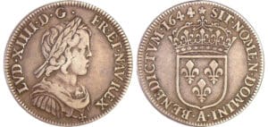 Louis XIV (1643-1715) - ¼ écu à la mèche courte - 1644 A (Paris)
