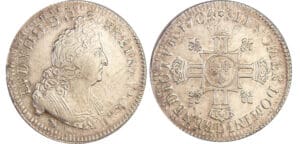 Louis XIV (1643-1715) - ½ écu aux 8 L, 2ème type - 1704 D (Lyon) flan réformé