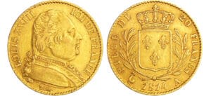 Louis XVIII (1815-1824) - 20 francs au buste habillé 1814 A (Paris)