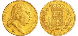 Louis XVIII (1815-1824) - 20 francs au buste nu 1818 A (Paris)
