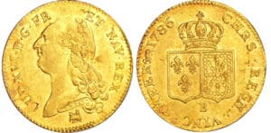 Louis XVI (1774-1792) - Double louis d’or au buste nu - 1786 B (Rouen) 1er sem