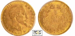 Napoléon III (1852-1870) - 5 francs tête laurée 1866 A (Paris)